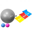 KIT FAIXAS ELÁSTICAS E BOLA DE GINÁSTICA SUÍÇA MINI BANDS 65CM