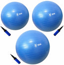 KIT COM 3 BOLAS DE GINÁSTICA SUÍÇA 55CM 65CM 75CM AZUL