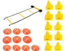 KIT FUNCIONAL ESCADA DE AGILIDADE + 10 CONES + 10 CHAPÉU CHINÊS HALF CONE